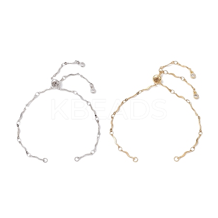 2Pcs 2 Colors 304 Stainless Steel Wave Bar Link Chain Slider Bracelet Makings AJEW-JB01256-1
