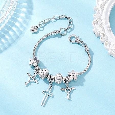 European Style Alloy & Polymer Clay Rhinestone Charm Bracelets BJEW-JB13262-1