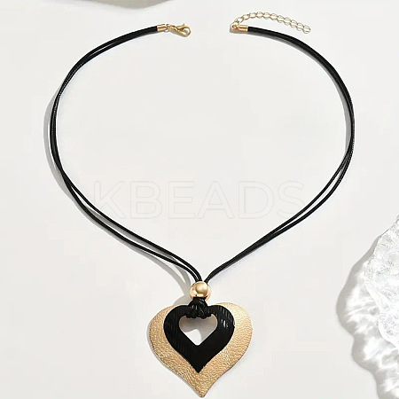 Alloy Heart Pendant Black Cord Necklaces FS-WG3AB90-04-1