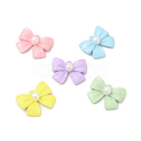 Rack Plating Alloy with ABS Plastic Imitation Pearl Pendants FIND-C018-41-1