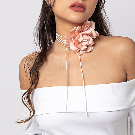 European and American Fashion Retro French Floral Choker Necklace with Tassel Tie Neck Chain for Women. ST7288617-1