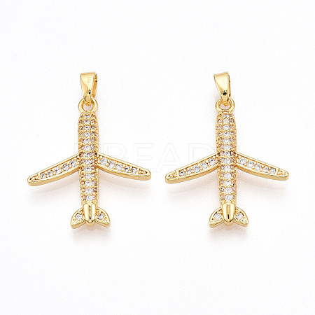 Brass Micro Pave Cubic Zirconia Pendants KK-T070-83G-1
