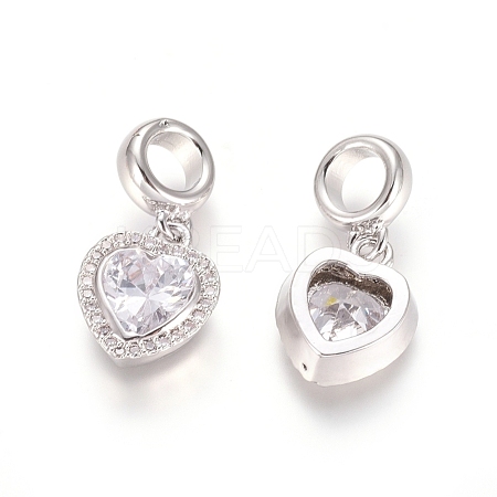 Brass Micro Pave Cubic Zirconia European Dangle Charms ZIRC-E163-18P-1