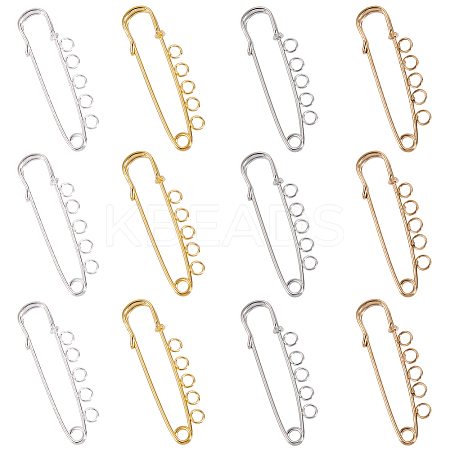 32Pcs 4 Colors Iron Brooch Findings IFIN-SC0001-81-1