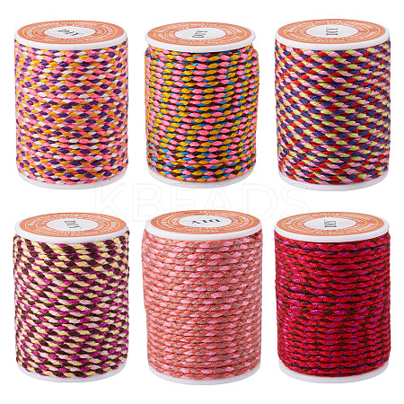 6 Rolls 6 Colors 4-Ply Polycotton Cord with Metallic Thread OCOR-TA0003-05B-1