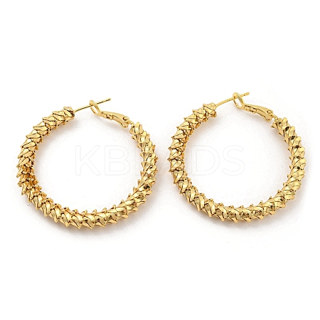 Rack Plating Brass Textured Ring Hoop Earrings EJEW-K263-33G-1