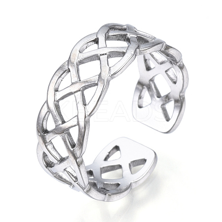 Non-Tarnish 304 Stainless Steel Wire Wrap Open Cuff Ring RJEW-N040-35-1