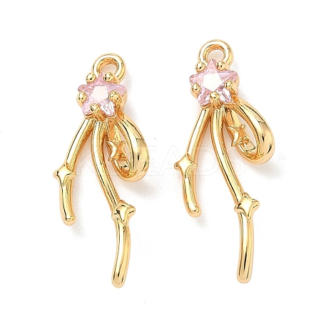 Brass Micro Pave Cubic Zirconia Pendants KK-A281-21G-02-1