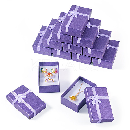 Rectangle Paper Jewelry Storage Gift Boxes with Bowknot LS-CON-TAC0014-09A-1