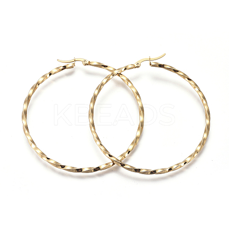 201 Stainless Steel Big Hoop Earrings LS-EJEW-A054-06A-G-1