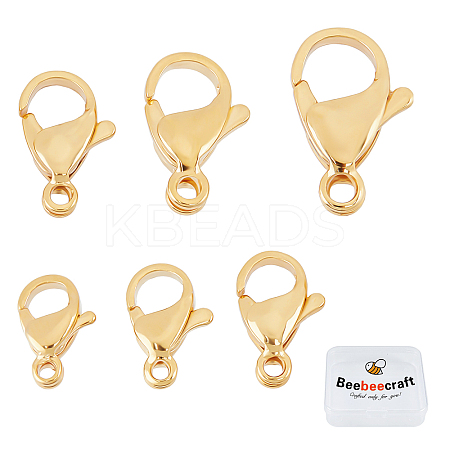 60Pcs 6 Style 304 Stainless Steel Lobster Claw Clasps STAS-BBC0001-03-1