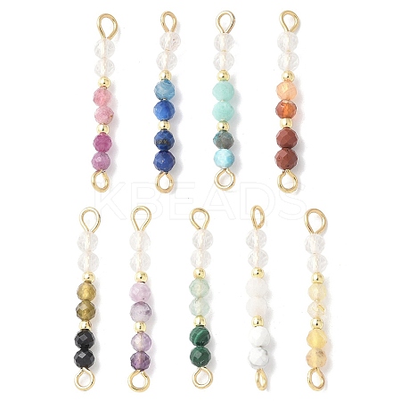 9Pcs 9 Styles 3MM Natural Mixed Gemtsone Faceted Round Beaded Links Connector Charms PALLOY-JF03530-S-1