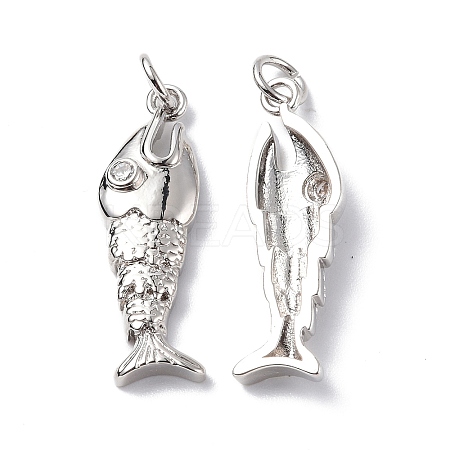 Rack Plating Brass Micro Pave Cubic Zirconia Pendants KK-F845-16P-1