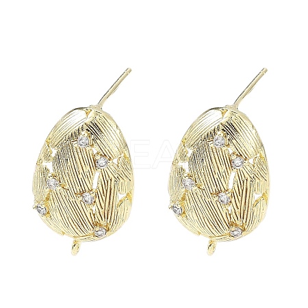 Brass Micro Pave Clear Cubic Zirconia Stud Earring Findings KK-Z106-02G-02-1