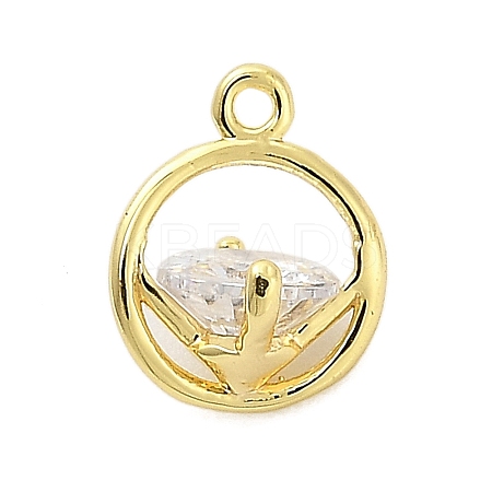Brass Micro Pave Cubic Zirconia Charms ZIRC-F143-02G-1