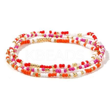 Sweet and Stylish Colorful Glass Seed Beaded Stretch Bracelets Set for Women Girl DX3454-1