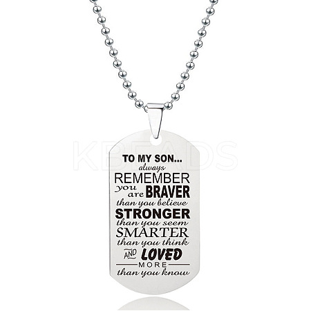 201 Stainless Steel To My Son Dog Tag Pendant Ball Chain Necklaces FS-WG527E6-02-1