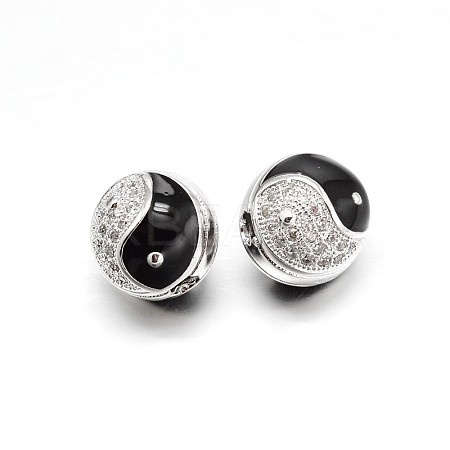Brass Micro Pave Cubic Zirconia Beads ZIRC-P074-38P-NR-1