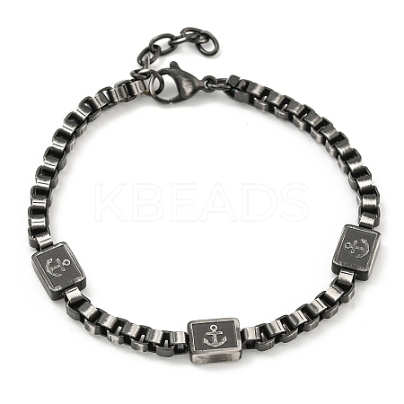 304 Stainless Steel Enamel Box Chain Anchor Link Bracelets for Women BJEW-G717-15B-1