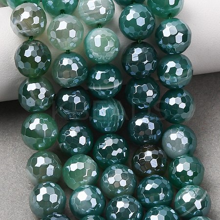 Electroplated Natural Agate Beads Strands G-B191-A07-10mm-09-1