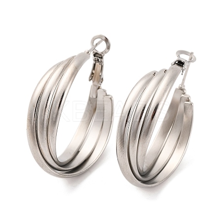 Non-Tarnish 304 Stainless Steel Three Layer Hoop Earrings for Women LS-EJEW-Z057-10P-1