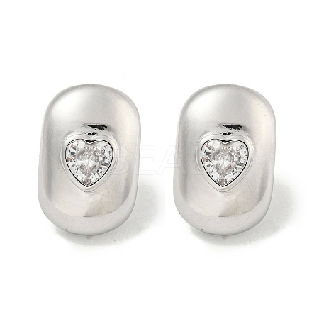 Brass Micro Pave Cubic Zirconia Stud Earrings for Women EJEW-E312-01C-P-1