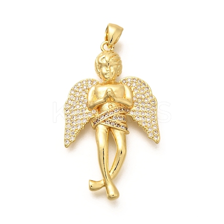 Rack Plating Brass Micro Pave Cubic Zirconia Pendants KK-L226-019G-1