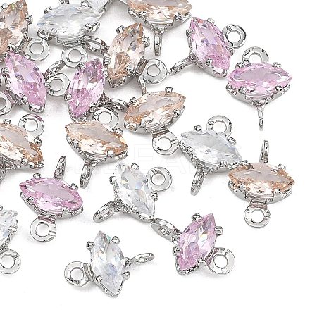 SHEGRACE Brass Pave Cubic Zirconia Horse Eye Connector Charms XGRQ2O035-436P-1