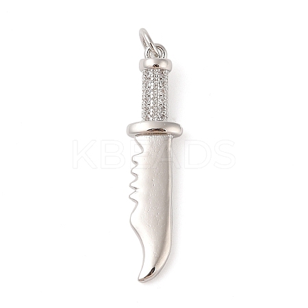 Brass Micro Pave Clear Cubic Zirconia Pendants ZIRC-C010-01P-1