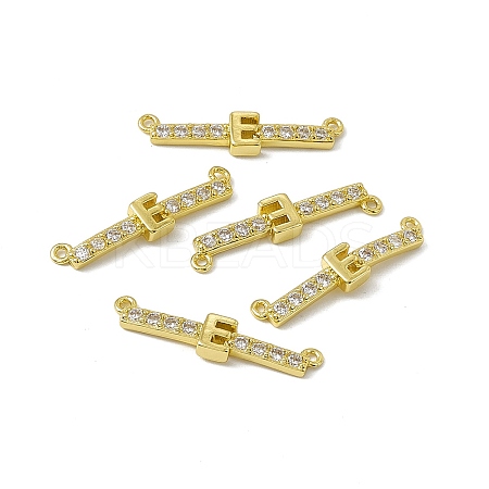 Rack Plating Brass Micro Pave Clear Cubic Zirconia Connector Charms KK-C007-37G-E-1