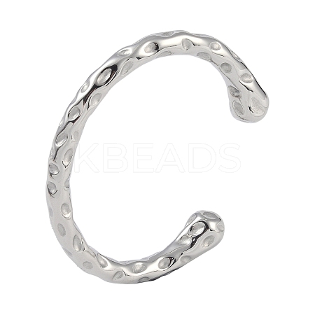 Non-Tarnish 304 Stainless Steel Open Cuff Textured Bangles for Women BJEW-G706-02P-1