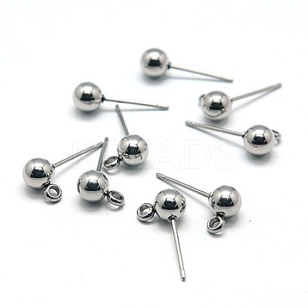 Non-Tarnish 304 Stainless Steel Stud Earring Findings STAS-E026-2-1