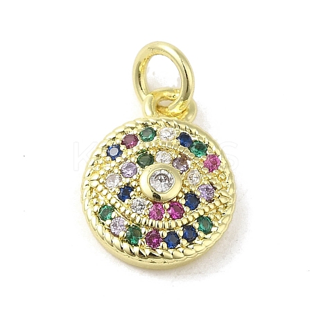 Brass Micro Pave Cubic Zirconia Charms KK-M283-15G-02-1