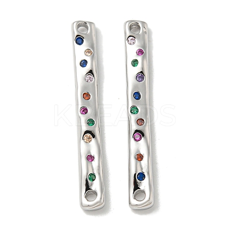 Brass Pave Colorful Cubic Zirconia Connector Charms KK-K378-13P-1