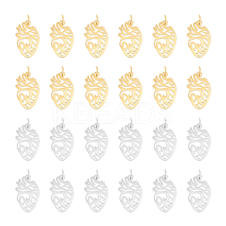 12Pcs 2 Colors 201 Stainless Steel Pendants STAS-UN0052-24-1
