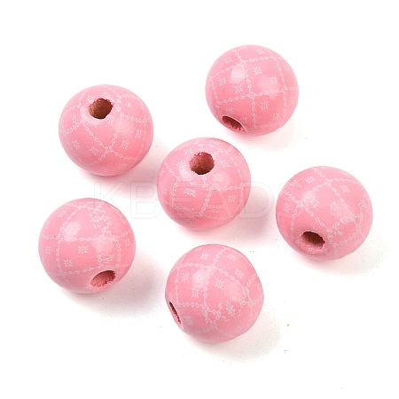 Christmas Printed Schima Wood European Beads WOOD-I015-01A-1