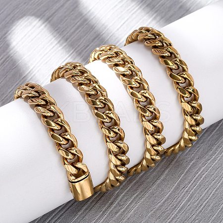 8MM 304 Stainless Steel Cuban Link Chain Necklaces for Unisex NJEW-K295-02A-G-1