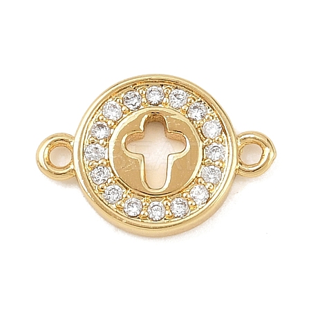 Brass Pave Clear Cubic Zirconia Donut Links Connector Charms KK-L251-09G-01-1