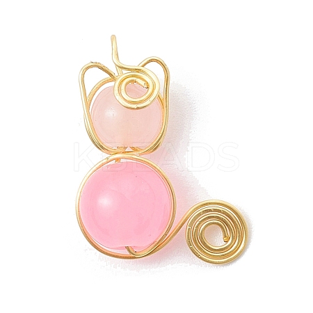 Imitation Jade Glass Beads Pendants PALLOY-JF02480-05-1