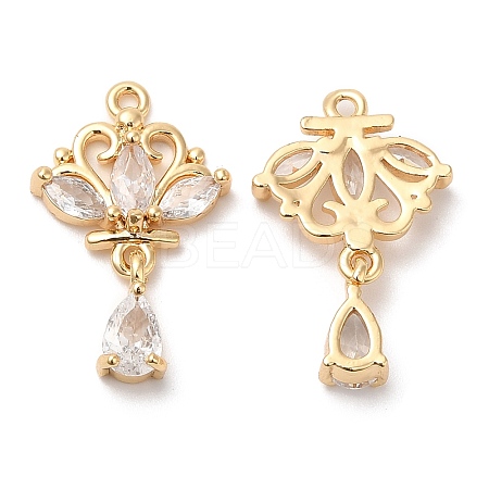 Brass with Glass Rhinestone Pendants X1-KK-B074-09G-1