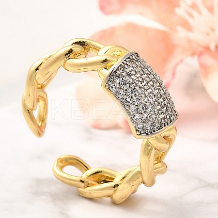 Brass Micro Pave Cubic Zirconia Cuff Rings RJEW-U035-03GP-1