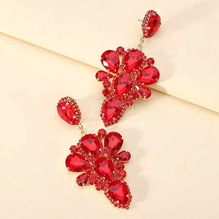 Teardrop Alloy Rhinestone Dangle Stud Earrings WG4A996-05-1