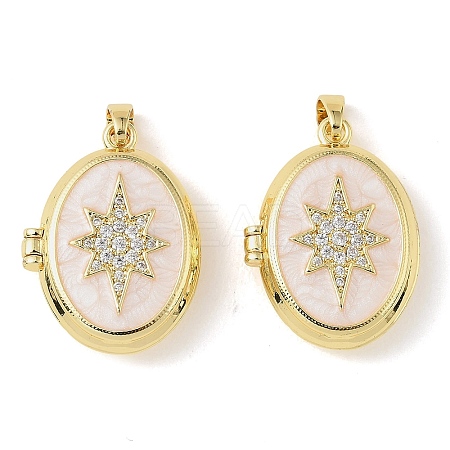 Brass Micro Pave Cubic Zirconia Locket Pendants KK-A290-09G-1