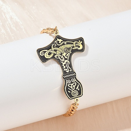 304 Stainless Steel Enamel Link Bracelets BJEW-P356-01B-G-1