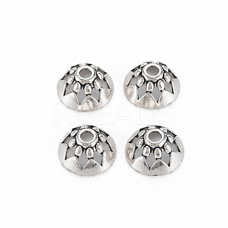 Tibetan Style Alloy Bead Caps TIBEP-T006-13AS-1