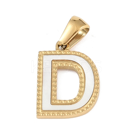 Natural White Shell Alphabet Pendants STAS-M338-02G-D-1
