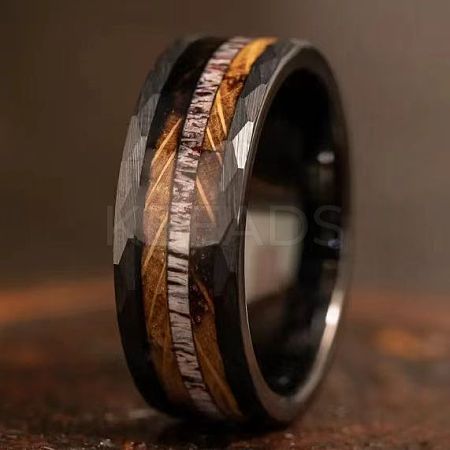 304 Stainless Steel & Wood Finger Rings for Men WG79787-01-1
