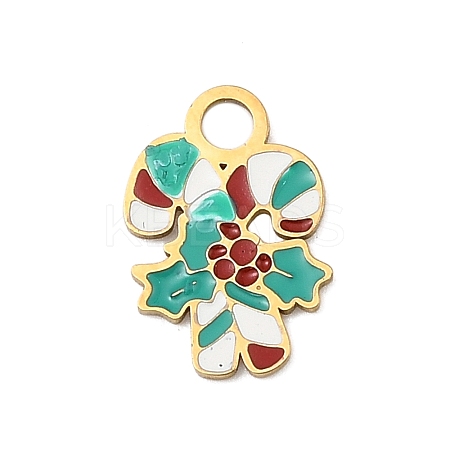 Christmas 304 Stainless Steel Enamel Charms LS-STAS-I356-02G-06-1