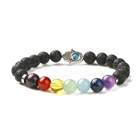 Chakra Jewelry Natural Lava Rock Bead Stretch Bracelets BJEW-JB02272-1