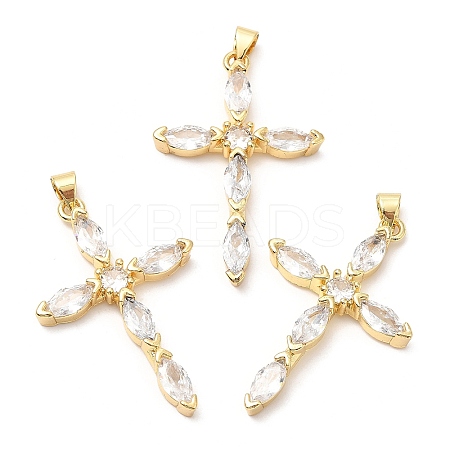 Rack Plating Brass Micro Pave Cubic Zirconia Pendants KK-A185-36G-1